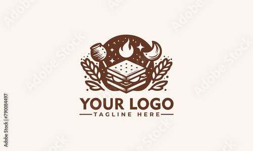 S'more Bakery S'more graham cracker, chocolate, and marshmallow logo template design