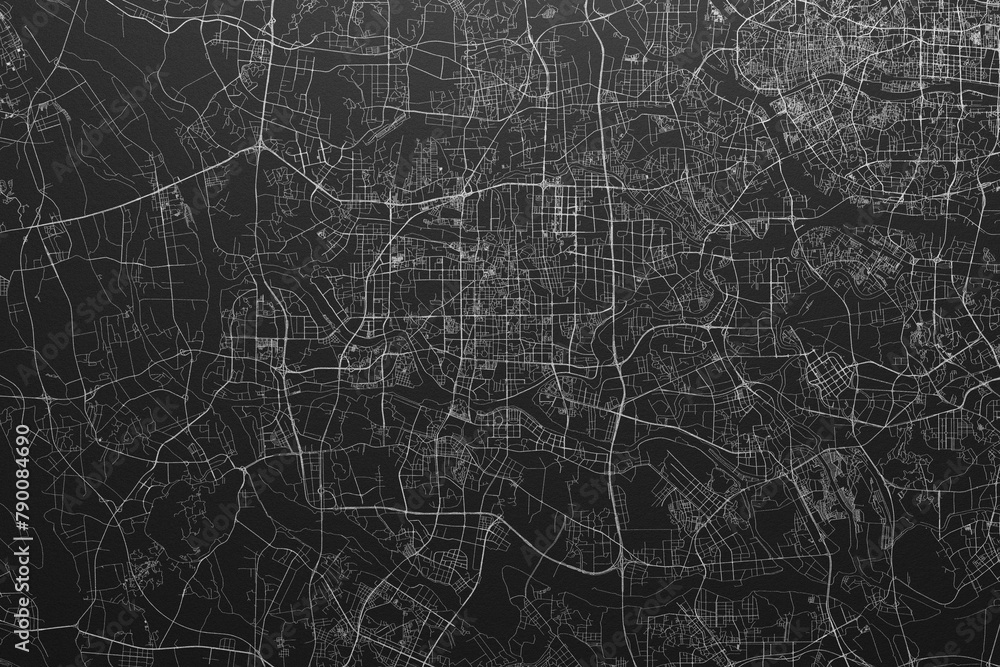 Street map of Foshan (China) on black paper with light coming from top Street map of Foshan (China) on black paper with light coming from top