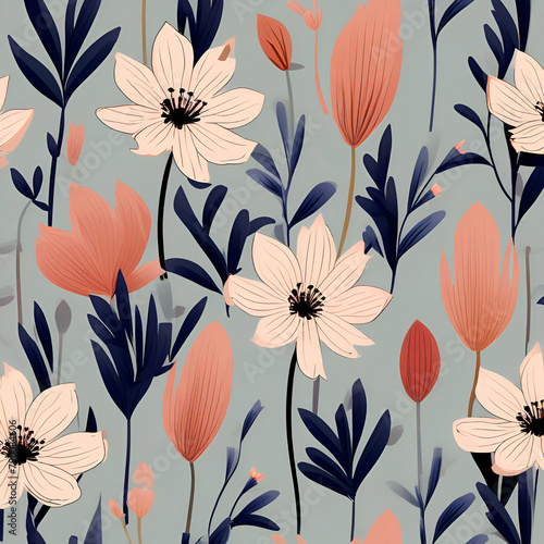 Photo of a beautiful floral flower background for clothes  textiles  decorations  events  etc. generative ai
