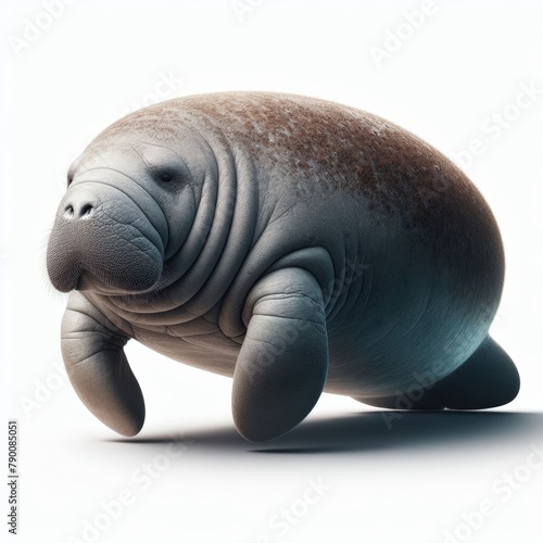 Image of isolated manatee against pure white background, ideal for presentations  © robfolio