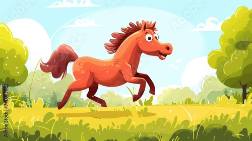 Engaging cartoon illustration of a playful horse
