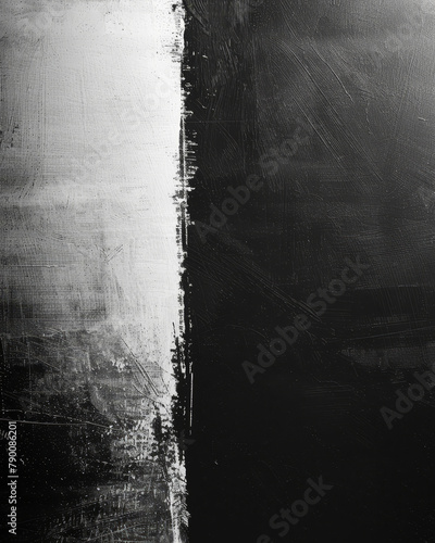 Black and white abstract painting with texture divide