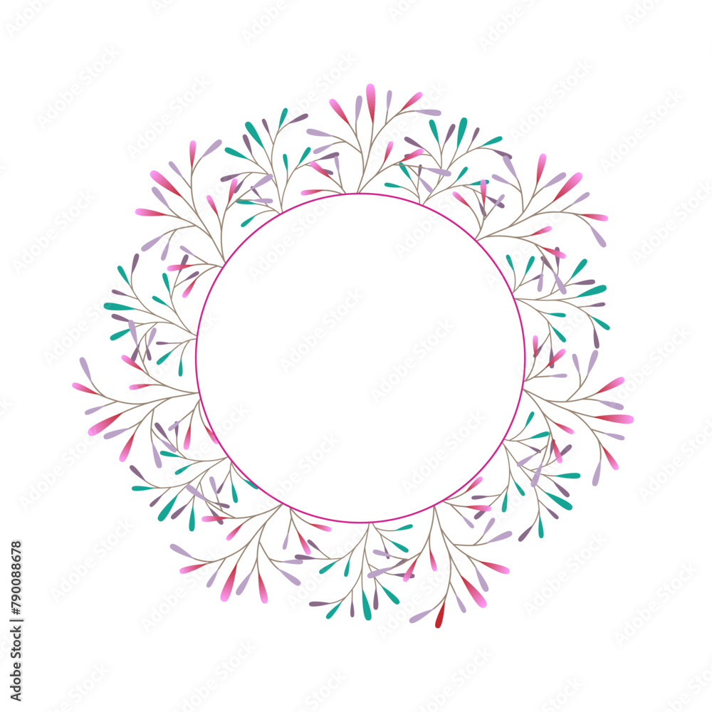 Decorative round frame with plants. A place for text and photos. Vector design Decorative round frame with plants. A place for text and photos. Vector design