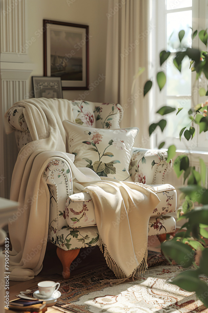 Floral Comfort Corner: Cozy Reading Nook Floral Comfort Corner: Cozy Reading Nook