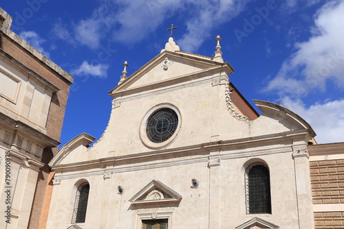 Photography Santa Maria del Popolo Basilica Facade Detail in Rome, Italy