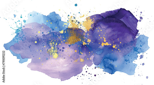 watercolor background abstract with splashes, blue violet gold