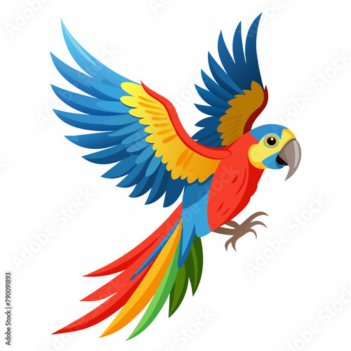 Parrot flying vector illustration on white background