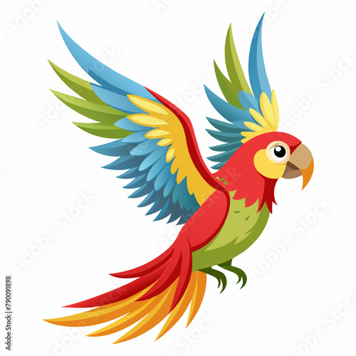 Parrot flying vector illustration on white background