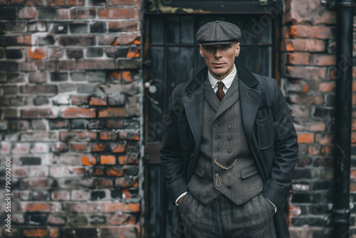 Stylish man. Classic clothes fashion. Peaky blinder style