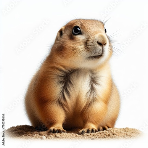 Image of isolated prairie dog against pure white background, ideal for presentations 