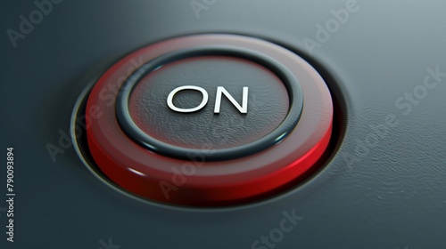 Top view of 3D button with ON text photo