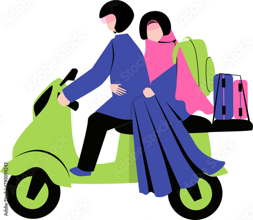 Muslim travel. Homecoming for Eid Al fitr. Eid Al fitr activity. 