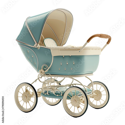 Magnificent Doll Stroller Isolated On White Background