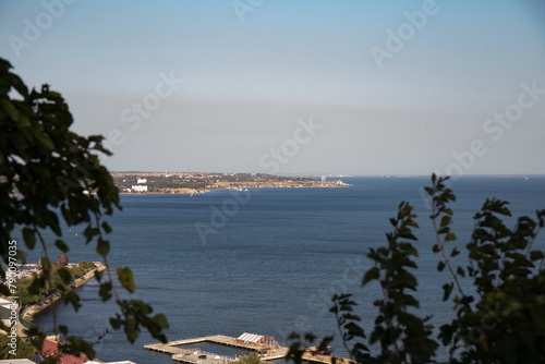 View of the Kerch Strait from Mount Mitridat in Kerch in summer photo