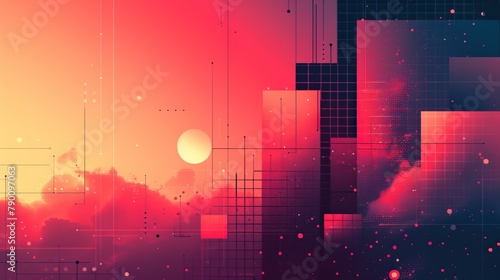 A pixelated abstract background with a minimalist approach, simple shapes