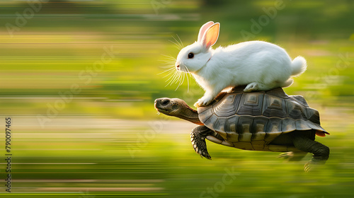 Turtle carrying a rabbit,generative ai