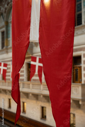 Danish national flag located in Copenhagen City Hall