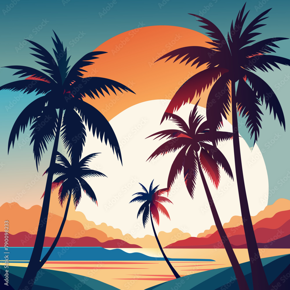 Create 3 tropical palm against a clean white background Create 3 tropical palm against a clean white background