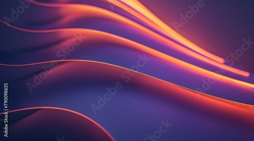 smooth gradient transitions from purple to orange, with the bottom edge of each color forming curved lines that glow slightly. The dark blue background has an abstract