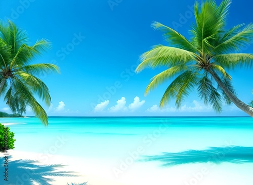 Tropical island with palm trees, cool background