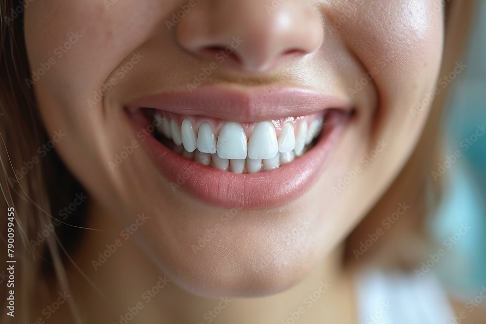 Before and after treatment - Two photographs separated in the center: one side shows a patient with dental problems, and the other side shows the same patient with a perfect smile after treatment. Thi Before and after treatment - Two photographs separated in the center: one side shows a patient with dental problems, and the other side shows the same patient with a perfect smile after treatment. Thi