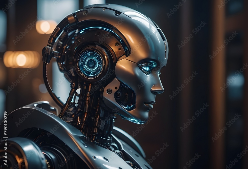 Generative AI illustration of robot portrait Generative AI illustration of robot portrait