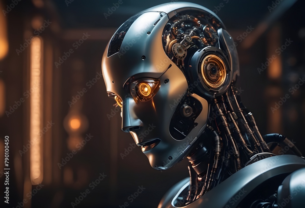 Generative AI illustration of robot portrait Generative AI illustration of robot portrait
