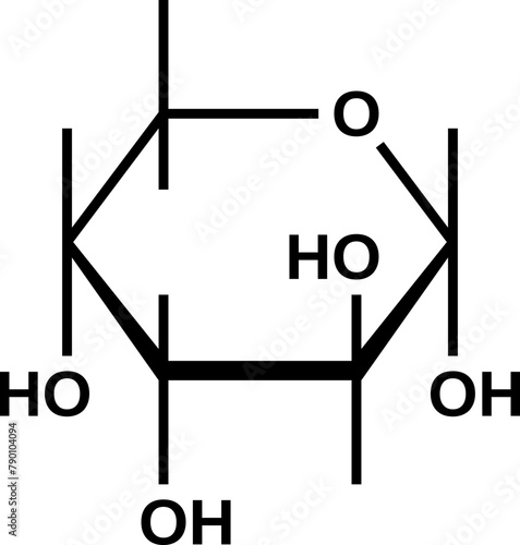 Alpha-arabinopyranose structural formula, pyranose form of arabinose, vector illustration 