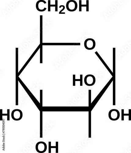 Alpha-altropyranose structural formula, pyranose form of altrose, vector illustration photo