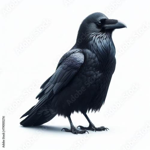 Image of isolated raven against pure white background, ideal for presentations
 photo