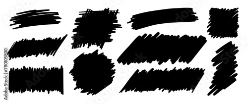 Grunge Elements Vector, Black Freehand Ink  for decorative, Brush stroke Text box, with PNG