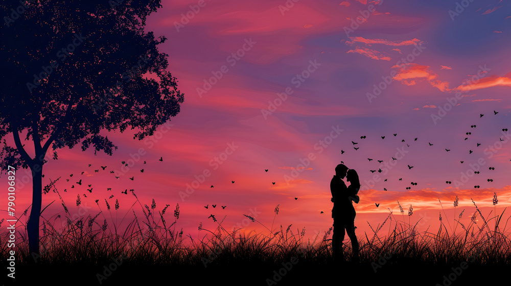 Silhouette of a Couple,generative ai Silhouette of a Couple,generative ai