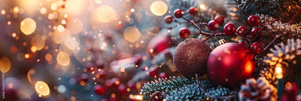 Vibrant Decorated Christmas Tree with Glittering Ornaments and Lights Vibrant Decorated Christmas Tree with Glittering Ornaments and Lights
