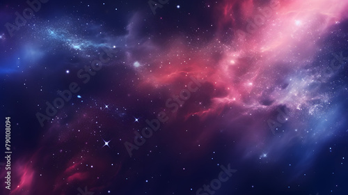 Starry Space: Blue and Purple Colors, Dreamlike Bokeh, Light Red, and Dark Azure Celestial Caustics Background photo