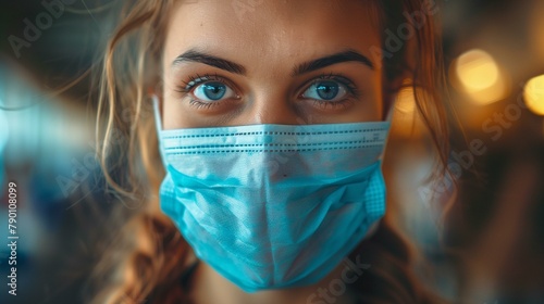 woman wearing surgical mask, young woman professional occupation doctor headshot