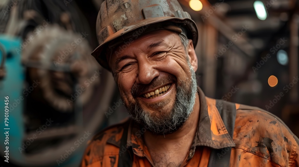 Portrait of a laughing factory worker, candidly captured Portrait of a laughing factory worker, candidly captured