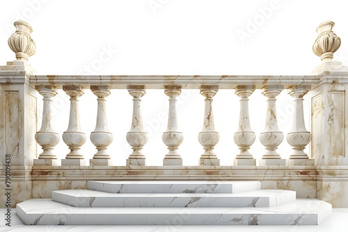 Modern white marble railing on white background generative ai