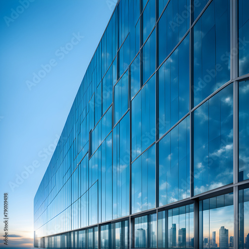 Glass curtain wall of urban financial district building  commercial center  background image with a sense of technology