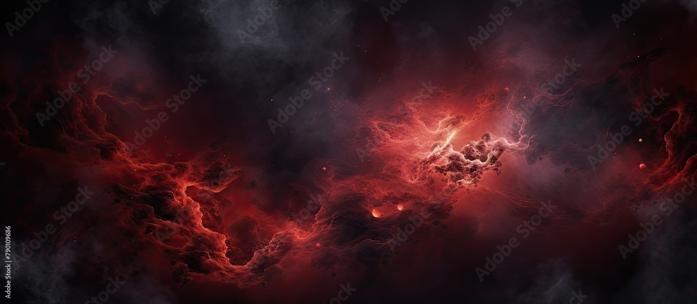 Dark sky with clouds over red and black background