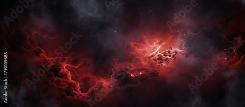 Dark sky with clouds over red and black background photo