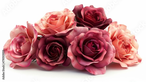 A bouquet of roses in various shades of pink and red
