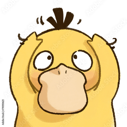 Cartoon duck emote sticker confused
