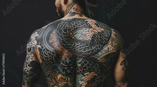 Full-back tattoo intricate Japanese design