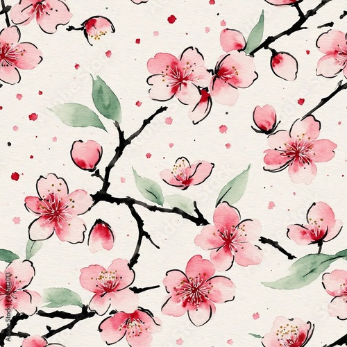 Cherry Blossom Seamless Pattern