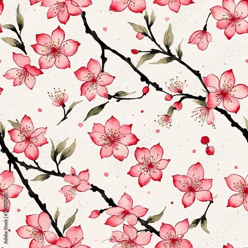 Cherry Blossom Seamless Pattern
