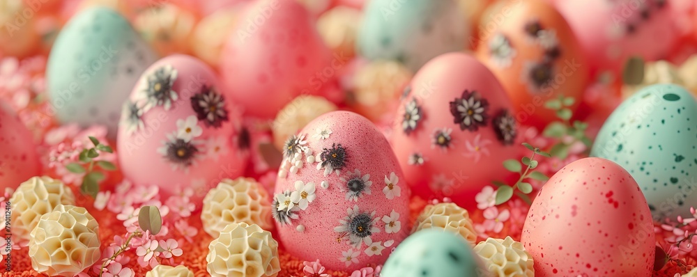 Easter eggs in pastel colors 