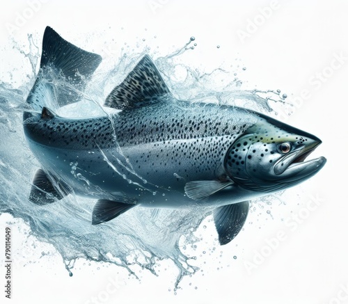 Image of isolated salmon against pure white background, ideal for presentations 