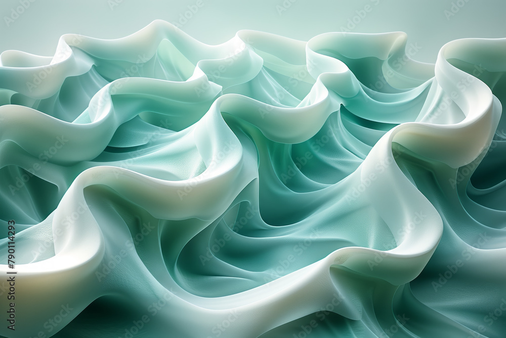 Fototapeta premium Abstract background of a quiet swirl of mint green and seafoam shape