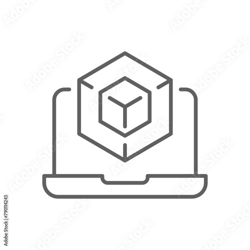 Engineering development icon. Simple outline style. 3d modeling services, estate development, architecture visualization, BIM concept. Thin line symbol. Vector illustration isolated. Editable stroke.