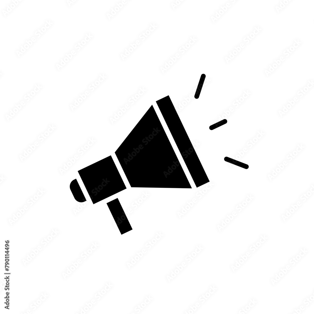 Advertisement megaphone speaker icon. Simple solid style. Attention, horn, loudspeaker, voice, announcement, advertising concept. Black silhouette, glyph symbol. Vector illustration isolated.